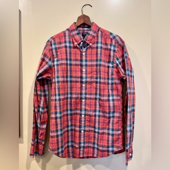 J. Crew Factory Other - J. Crew Factory Heathered Cotton Plaid Casual Button Down Shirt Men's L Slim